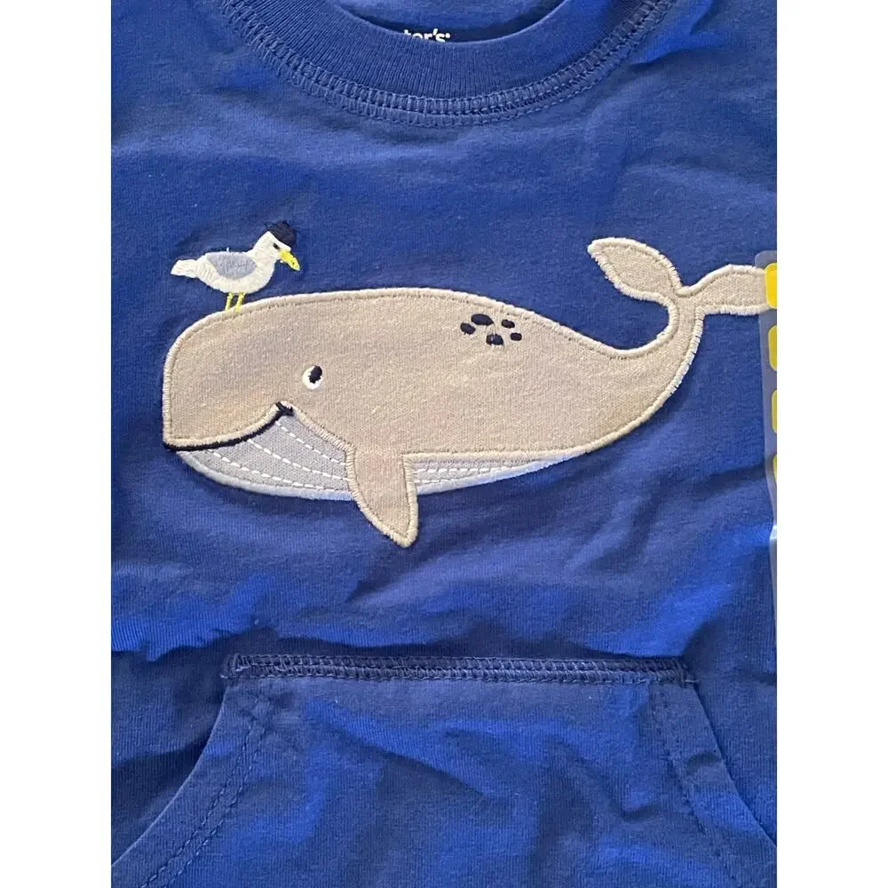 Carter's Baby Blue Whale 2 piece Bodysuit Set 6M